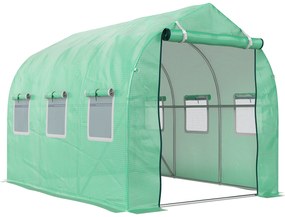 Outsunny Estufa tipo Túnel 3x2x2 m Estufa de Exterior com 6 Janelas de Malha e Porta Estufa de Cultivos para Pátio Jardim Verde | Aosom Portugal