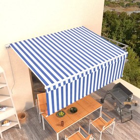 Toldo retrátil manual com estore 4,5x3 m azul e branco