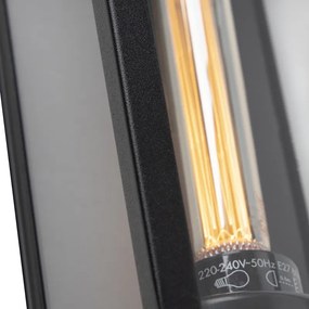 Candeeiro de parede exterior retangular moderno preto com vidro - Rotterdam Long