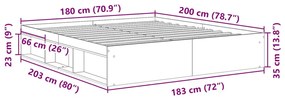 Estrutura de cama super king size 180x200 cm carvalho sonoma