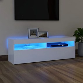 Móvel de TV com luzes LED 120x35x40 cm branco