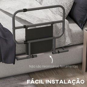 Grade para Cama Adulto Guarda de Segurança para Cama Dobrável com Bolso de Armazenamento 71x61x86-104 cm Cinza