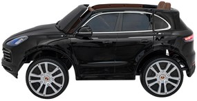 Carro elétrico para Crianças 12V Porsche Cayenne S Rodas de EVA, Assento de couro Preto Pintado