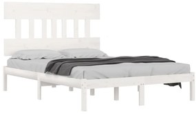 Estrutura de cama king 150x200 cm madeira maciça branco