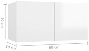 Móvel de TV para parede 60x30x30 cm branco brilhante