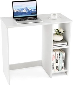 Secretaria compacta 80 x 40 cm com 2 prateleiras Design moderno que economiza espaço para casa e escritório Branco