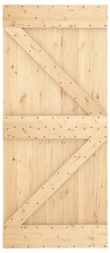 Porta de correr com ferragens 90x210 cm madeira de pinho maciça