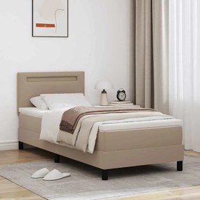 vidaXL Cama Box com Colchão Cappuccino, 100 x 200 cm, em Couro Sintético