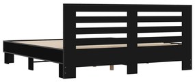 Estrutura de cama 180x200 cm derivados de madeira/metal preto