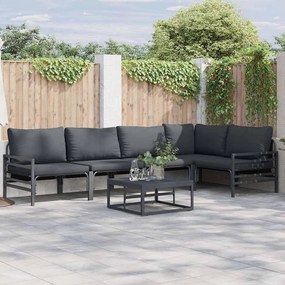 vidaXL Conjunto de Sofá de Jardim 6 pcs Cinzento-escuro Aço