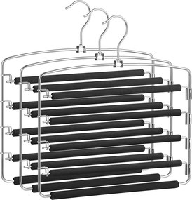 Conjunto 3 cabides múltiplo para calças 38 x 0,5 x 37 cm prateado-preto