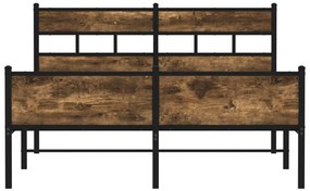 Estrutura de cama sem colchão 160x200 cm metal carvalho fumado