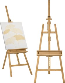 Vinsetto Cavalete de Pintura Dobrável em Madeira, 235 cm, Altura e Ângulo Ajustáveis, Prateleira Inferior, Natural | Aosom Portugal