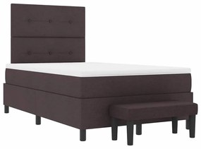 Cama Box Spring com Colchão e Banco Marrom Escuro 120x200 cm Tecido