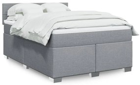 vidaXL Cama com molas/colchão 140x190 cm tecido cinzento-claro
