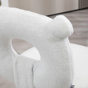 Cadeira de Secretária de Carneirinho Cadeira Infantil Giratória com Encosto em Forma de Urso 50x56x80-90 cm Branco