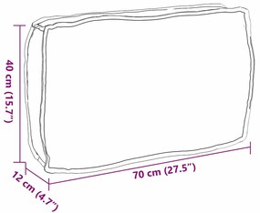 Almofada de Palete para Encosto Preta 70 x 40 x 12 cm em Tecido Oxford