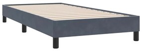 Cama com molas/colchão cinza-escuro 80x210 cm veludo