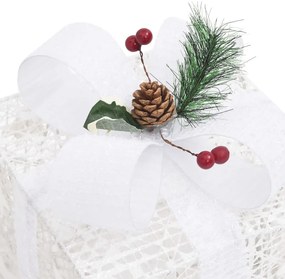 Caixas de presente de Natal decorativas 3 pcs int/ext. branco