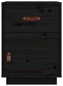 Mesa de cabeceira 40x34x55 cm madeira de pinho maciça preto