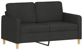 2 pcs conjunto de sofás com almofadões tecido preto
