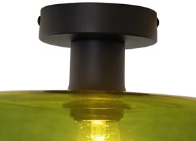 Candeeiro de Teto Retro Preto com Vidro Verde - Bizle Retro