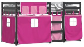 Beliche com cortinas 90x200 cm madeira de pinho maciça rosa
