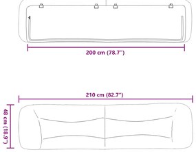 Almofadão de cabeceira 200 cm tecido cinzento-escuro