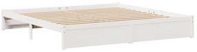 Cama com estante sem colchão 180x200 cm pinho maciço branco
