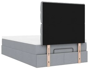 Estrutura cama otomana colchão 120x200 cm tecido cinzento claro