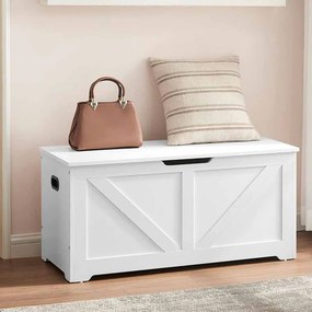 Banco para sapatos com espaço de arrumação 40 x 100 x 46 cm estilo casa de campo branco mate