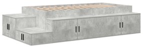Cama de Armazenamento Cinza Concreto 75x190 cm