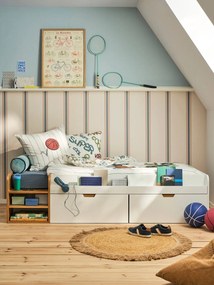 Cama com arrumação e estante para criança branco