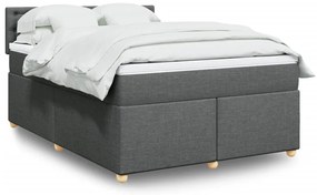 vidaXL Cama com molas/colchão 140x200 cm tecido cinzento-escuro