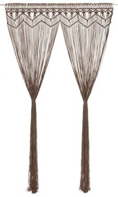 Cortina em macramé 140x240 cm algodão cinzento-acastanhado
