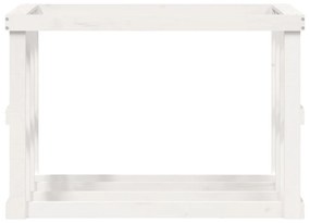 Suporte de lenha p/ exterior 108x52x74 cm pinho maciço branco