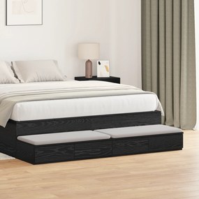 vidaXL Gavetas de Cama Castro Preto Carvalho 150x36,5x16,5 cm Madeira Revestida