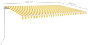 Toldo retrátil manual 500x350 cm amarelo e branco
