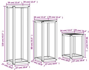 Suportes para vasos 3 pcs madeira de pinho maciça castanho-mel