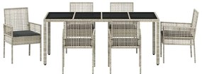 Conjunto de Jantar para Jardim 7 pcs Cinzento-claro