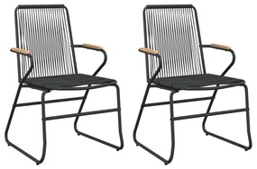 3 pcs conjunto de jantar para jardim vime PVC preto