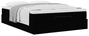 Estrutura de cama otomana com colchão 140x190 cm preta
