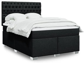 vidaXL Cama com molas/colchão 140x190 cm tecido preto