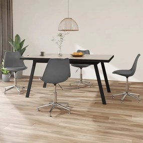 vidaXL Cadeiras de jantar giratórias 4 pcs couro artificial cinzento