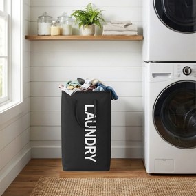 Cesto de roupa suja dobrável, 80 L 40 x 30 x 68 cm Preto