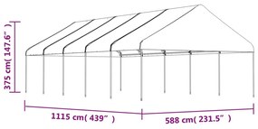 Tenda de Eventos com telhado 11,15x5,88x3,75 m polietileno branco