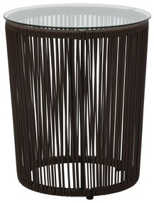 3 pcs conjunto de bistrô com almofadões vime PE castanho