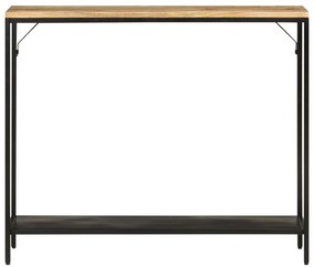 Mesa consola 90x30x75 cm madeira mangueira áspera maciça/ferro