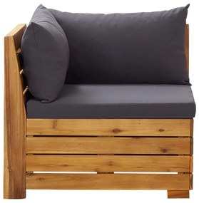 8 pcs conjunto lounge jardim c/ almofadões acácia cinza-escuro