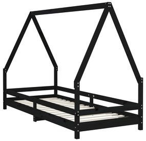Estrutura de cama infantil 80x200 cm pinho maciço preto
